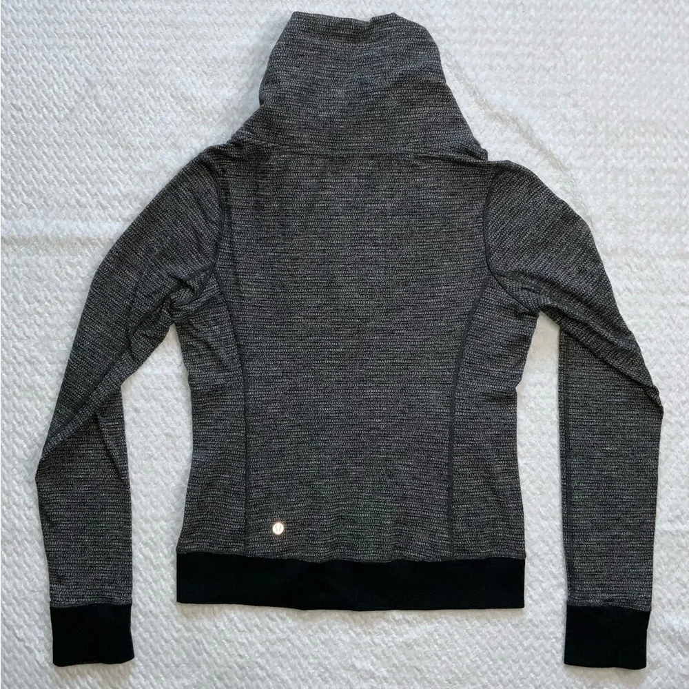 Lululemon Be Present Jacket Coco Pique Black Funnel Cowl Neck - Picture 7 of 9